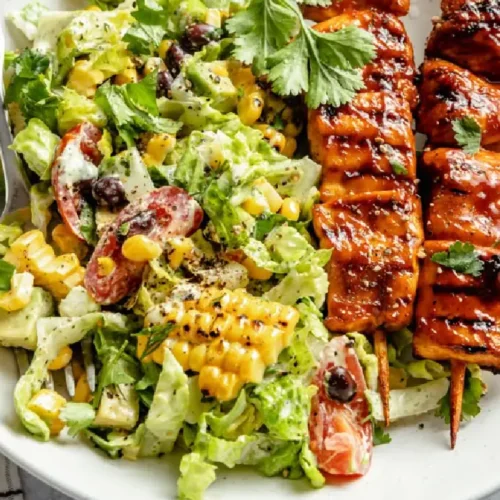 BBQ Chicken Skewer Salad 26 BBQ Chicken Skewer Salad