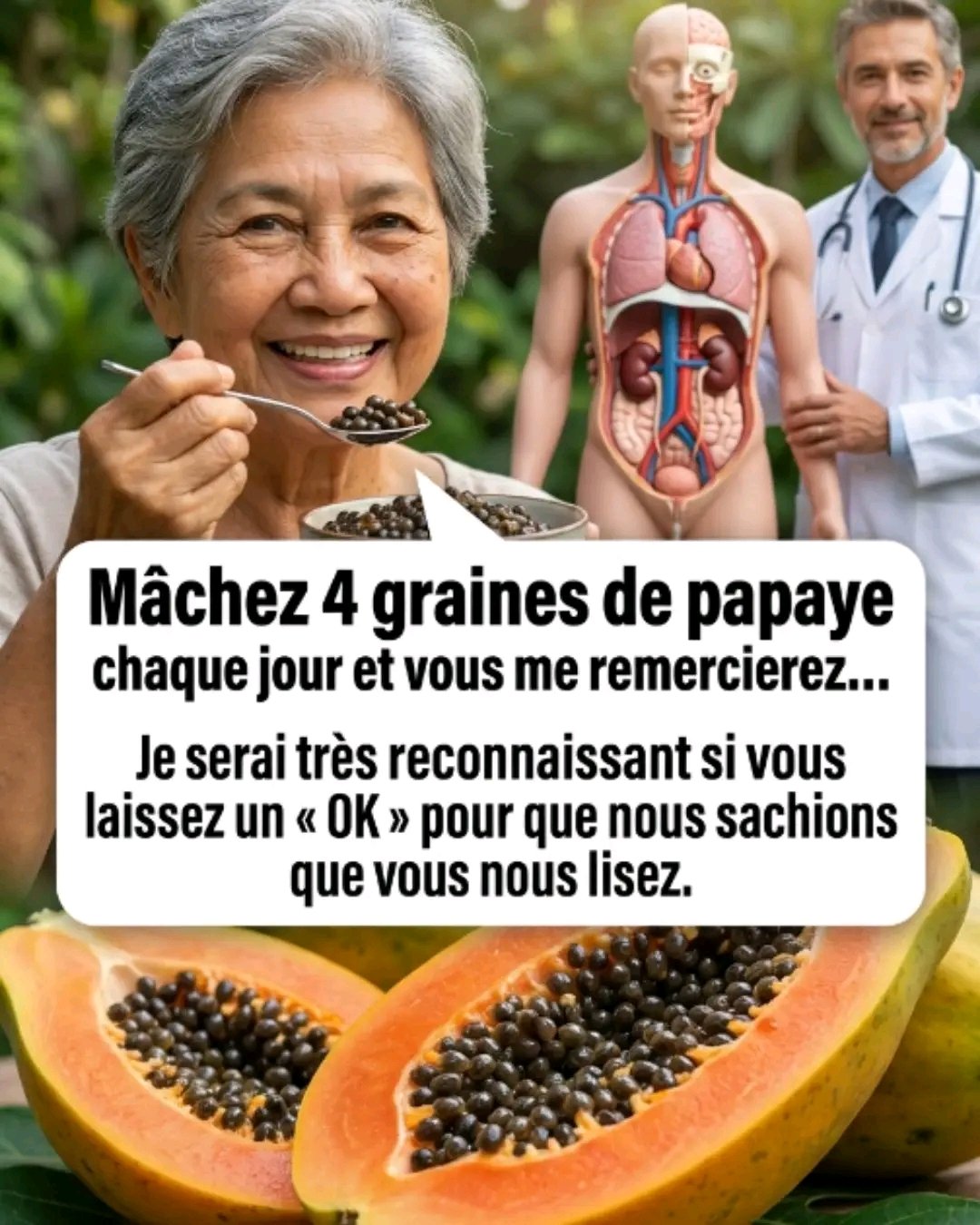 Mâchez 4 graines de papaye chaque jour et vous me remercierez… Je vous serais très reconnaissant si vous laissiez un salut afin que nous sachions que vous nous lisez. LA RECETTE EST DANS LE PREMIER COMMENTAIRE 25 1782227567541