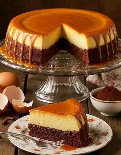 Le dessert le plus magique que vous goûterez cette année ! Un gâteau au chocolat moelleux + un flan crémeux + un caramel fondant = le parfait Chocoflan Recette en commentaire ❤️ 25 1782288628885