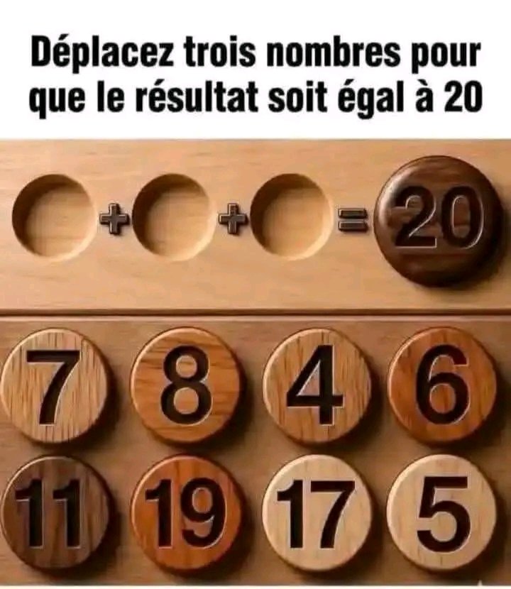 # Déplacez trois nombres pour obtenir 20 Clic le lien pour réponse 25 1783464202527