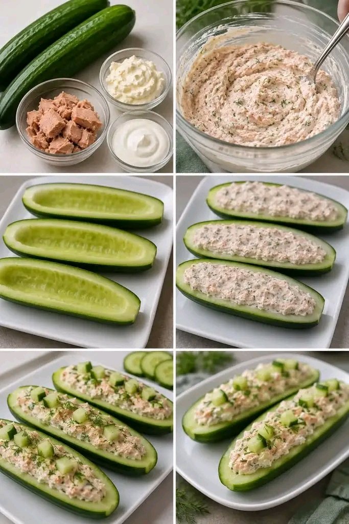 Concombres farcis à la mousse de thon Voir plus d'instructions sur le premier commentaire 25 1783980653523