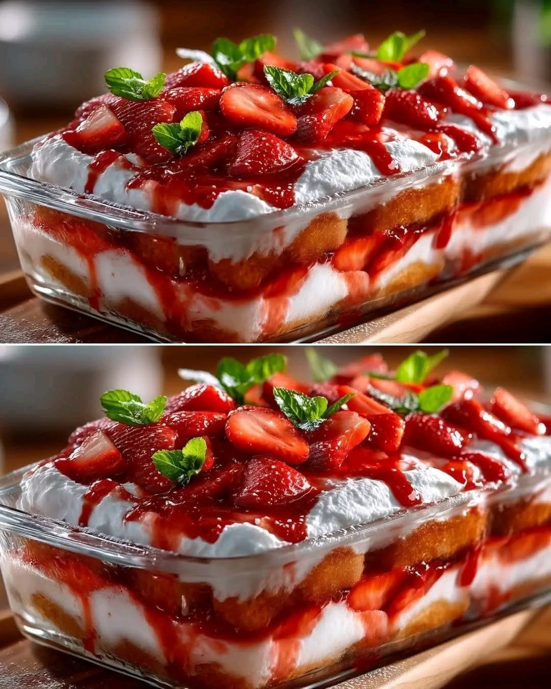 Un dessert magique pour le week-end ! Un tiramisu aux fraises ultra facile, sans four. Rapide, crémeux et tellement délicieux : parfait pour un moment en famille ! Croyez-moi, il deviendra vite votre dessert préféré du week-end ! Je l’ai envoyé à ceux qui m’ont remercié ⤵ Je partagerai la recette dans les commentaires 25 IMG 20260705 WA0005